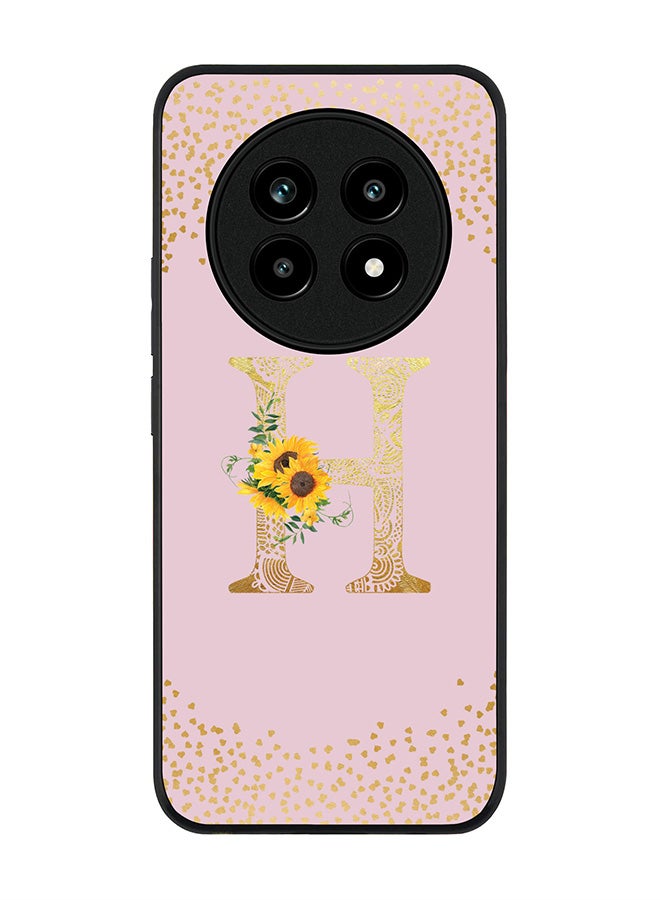 For Realme 13 Pro / 13 Pro+ Case,Slim fit Camera Protection, Shockproof Thin Phone cover  - Custom Floral Monogram - H  (Pink )